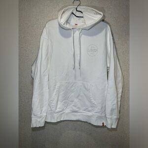 Levi’s White Logo Hoodie Athleisure Sweatshirt Relaxed Fit Size L